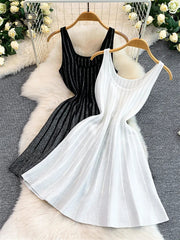 Stripe Knitting OL Dress