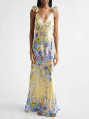 Floral Print Sleeveless Sling Maxi Dress