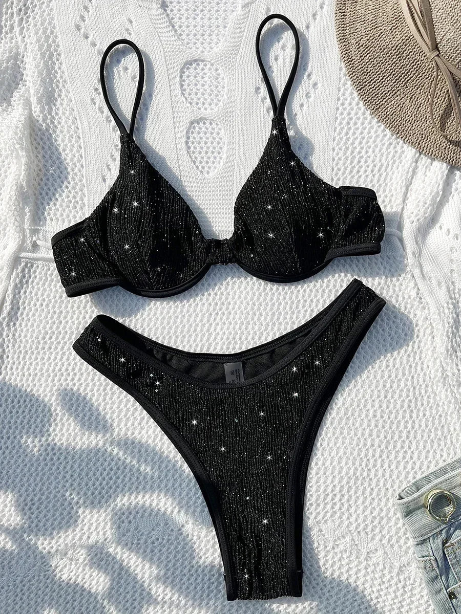 Shiny Sparkling Underwired V-bar Bikini