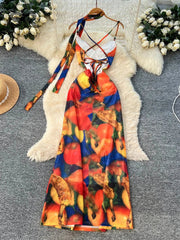 Colorful Print Mesh Dress
