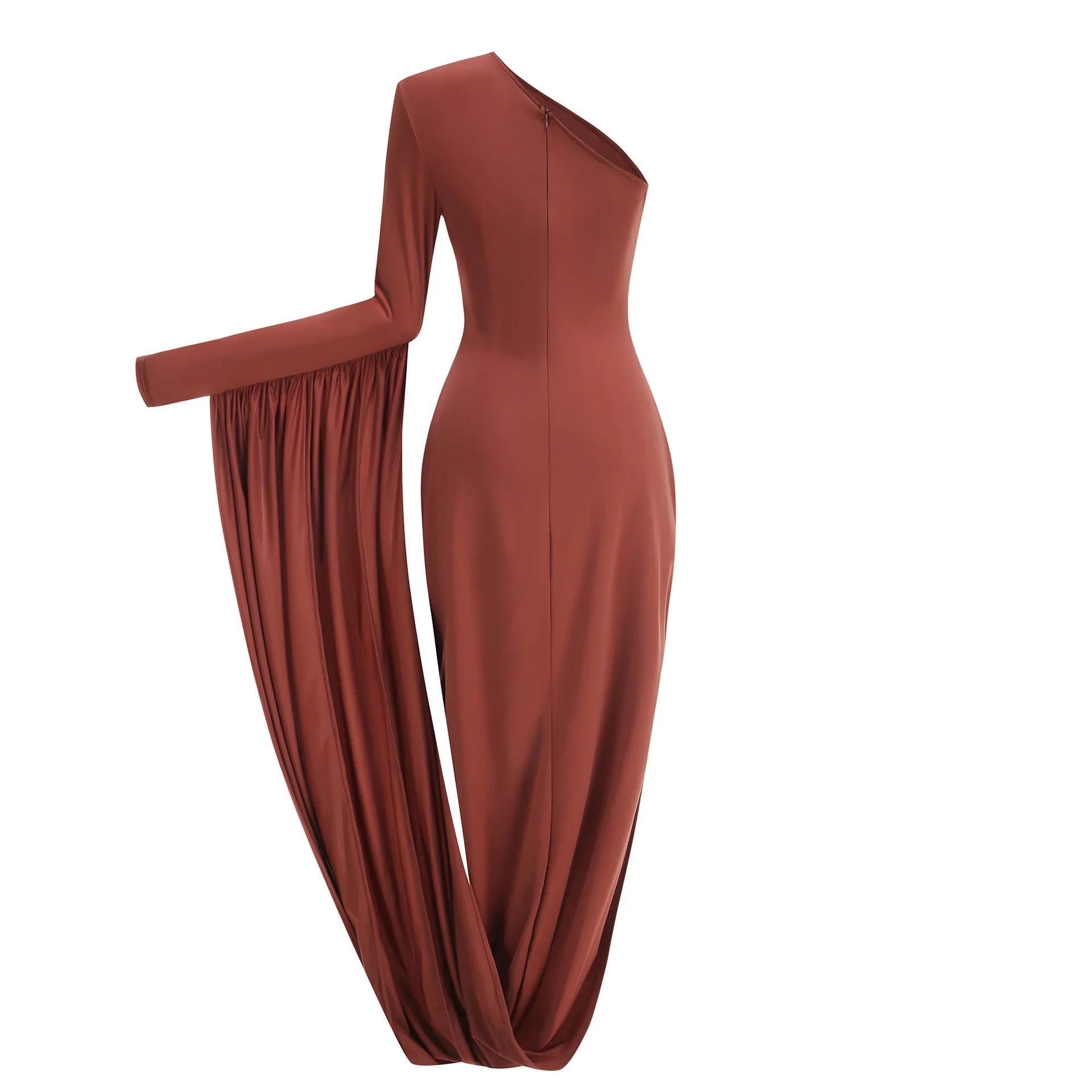Sexy Bodycon Sloping Shoulder Long Sleeve Maxi Dress