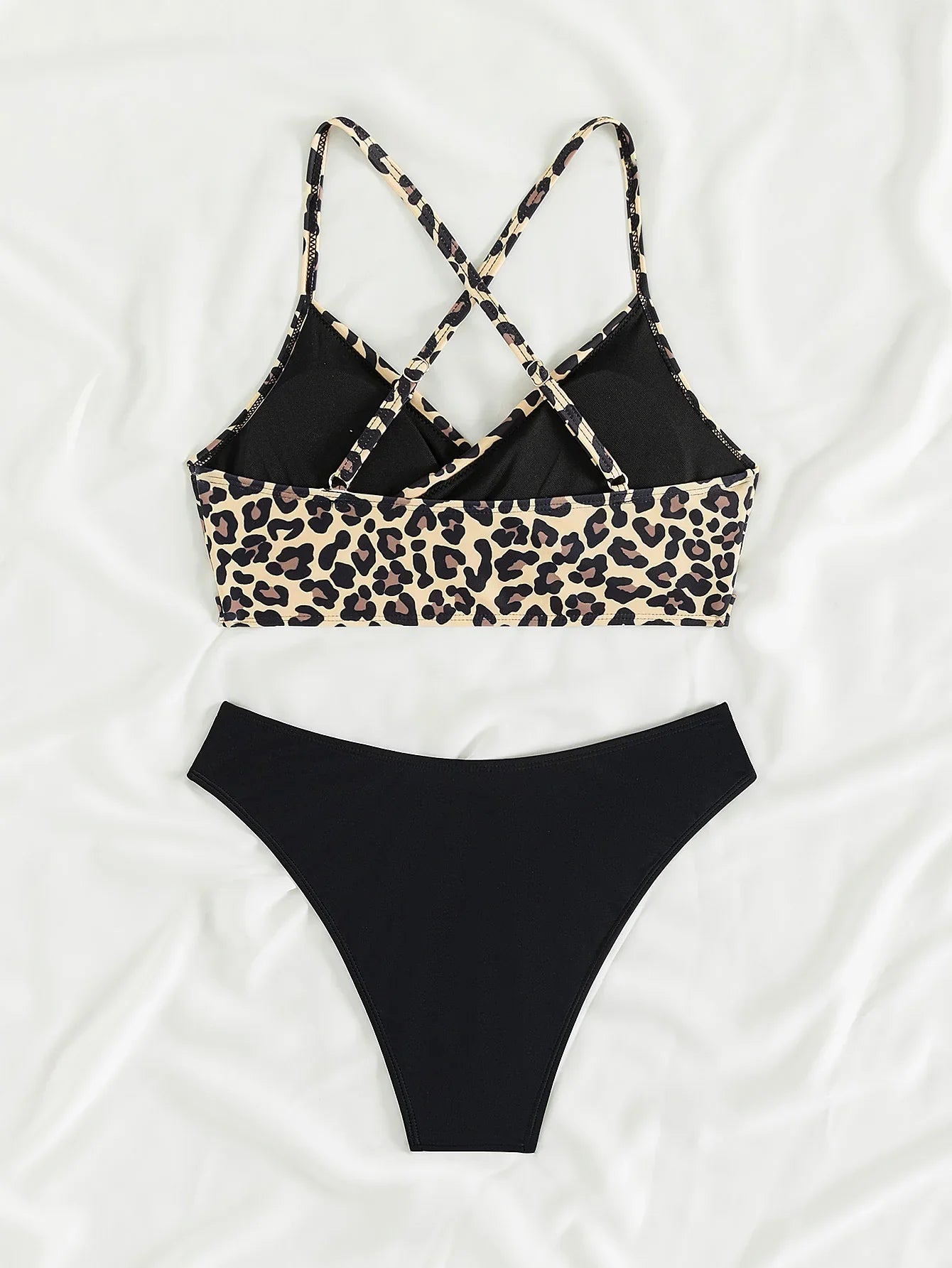 Sexy Leopard Print Cross Bikini Set