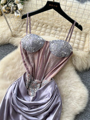 Satin Sequins Party Dress