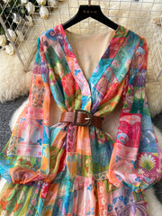 Floral Print Chiffon Dress