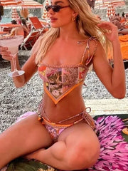 Sexy Printed Crop Top Brazilian Bikini