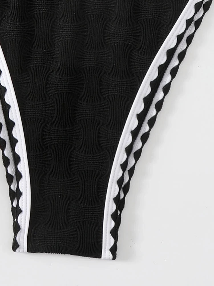 Sexy Black Patchwork Bikini Set