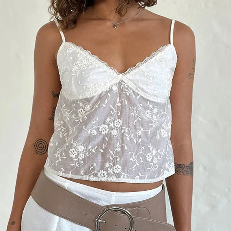 V Neck Camis Sleeveless Spaghetti Strap Crop Tops