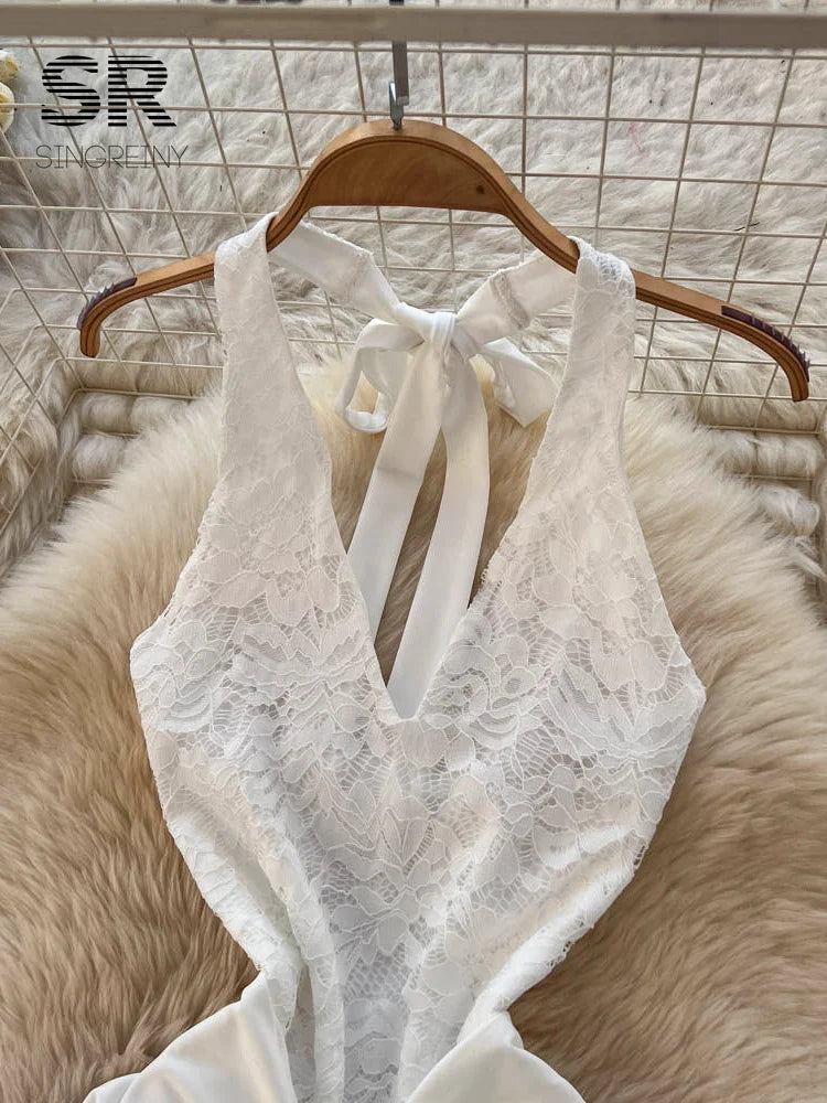 Lace Halter Gown Dress