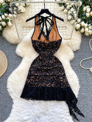 Feminine Halter Lace Dress