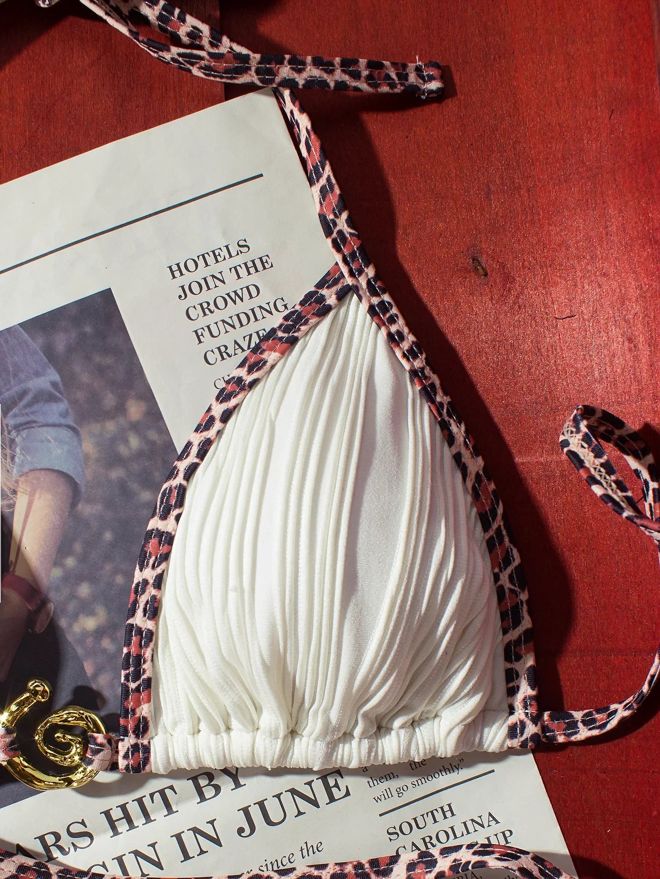 Sexy White Leoaprd Print Patchwork Bikini Set