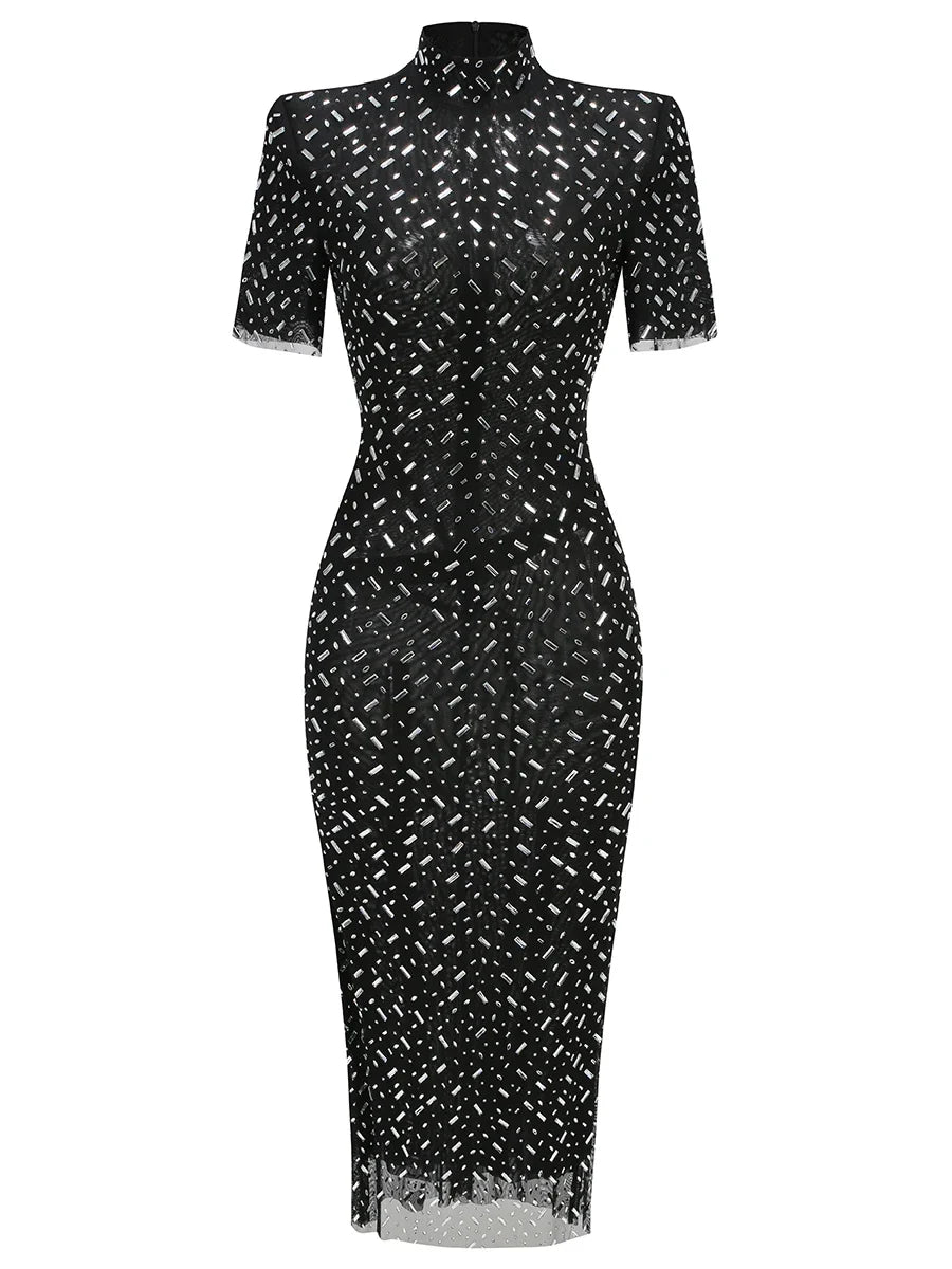 Black Short Sleeve Brithday Party Dress