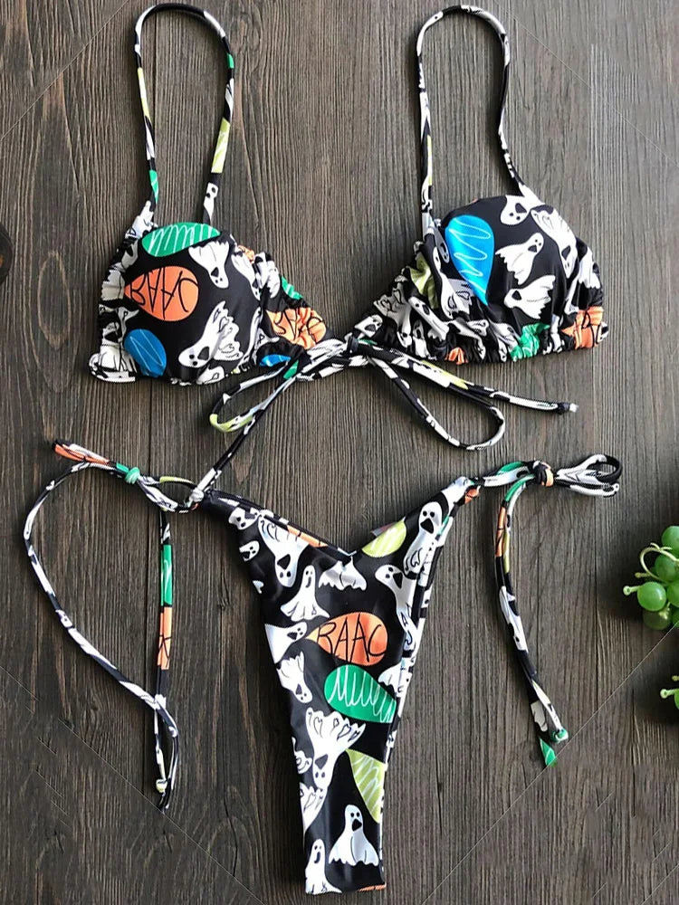 Sexy Ruffle Frilled Micro Thong Bikini