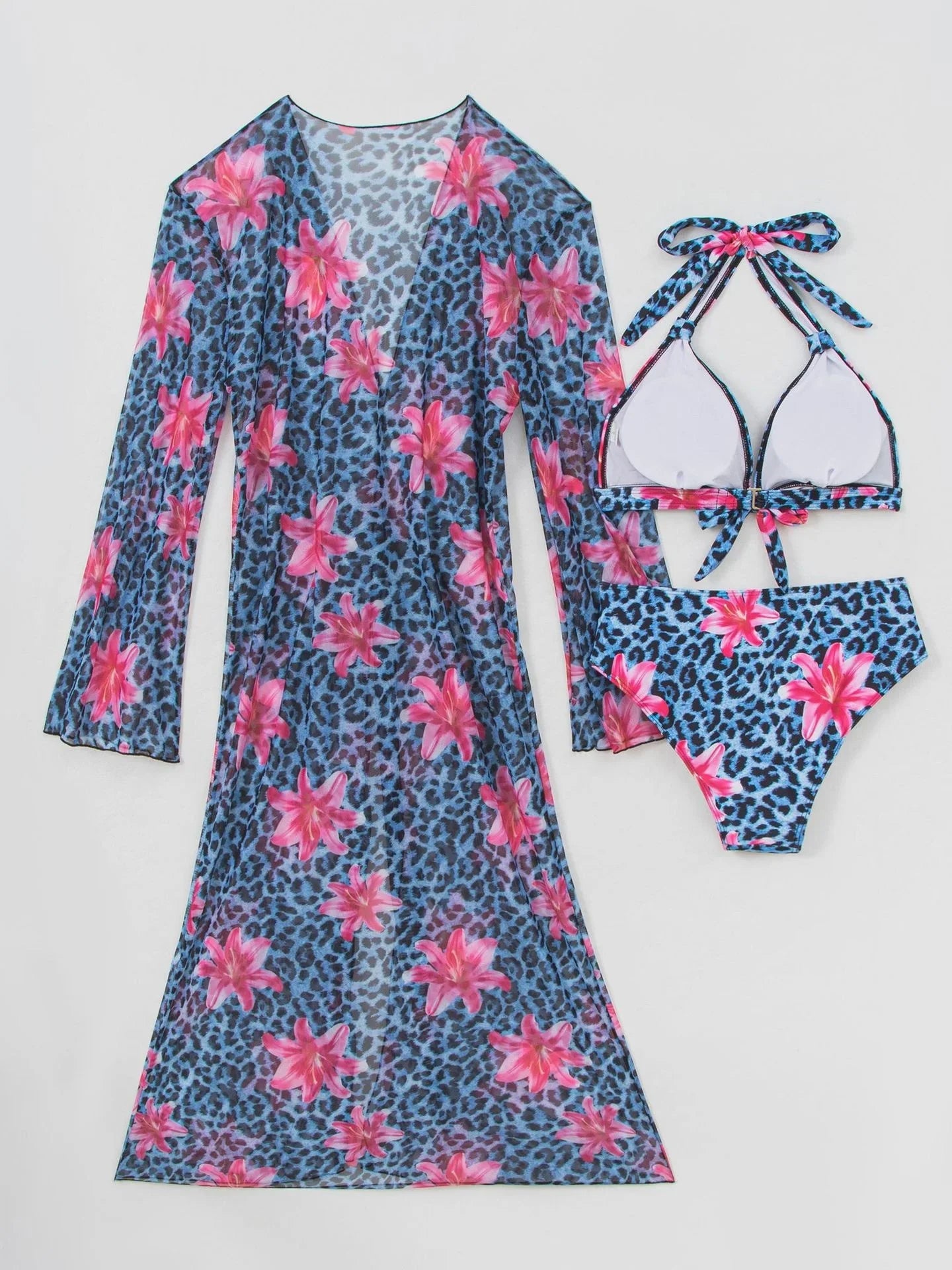 Blue Leopard Print Bikini Set
