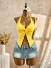 Trim Irregular Hanky Hem Slim Fit Crop Cami Top