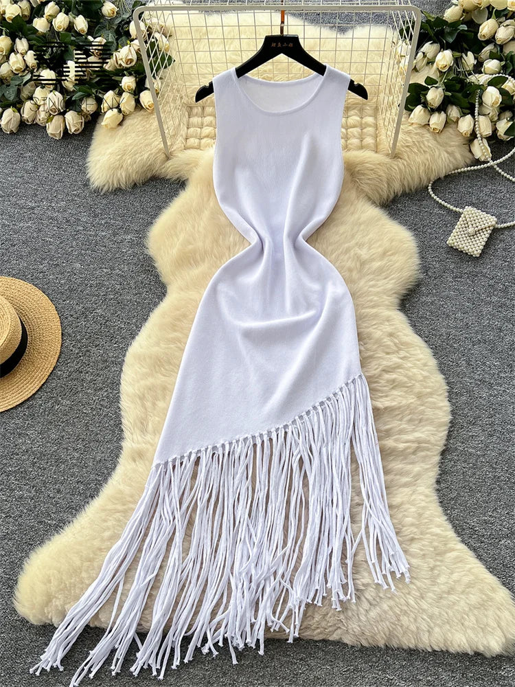 Vacation Tassel Tank Dress