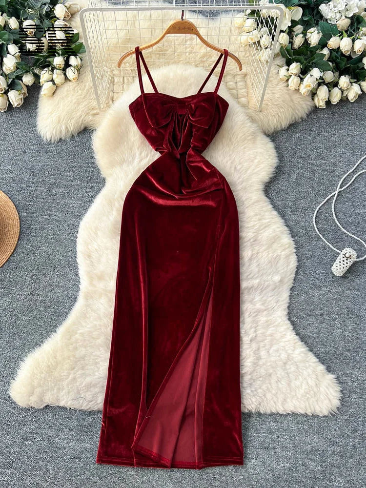Bow Velvet Party Dress