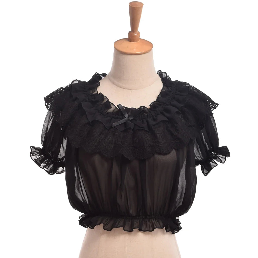 Chiffon Blouse Cute Lolita Off Shoulder Crop Tops