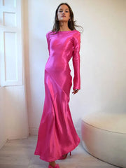Satin Elegant Autumn Evening Dress
