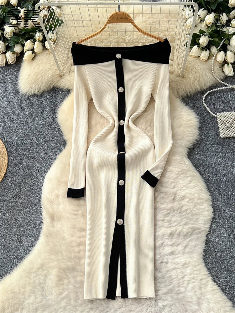 Off Shoulder Knitted Dress