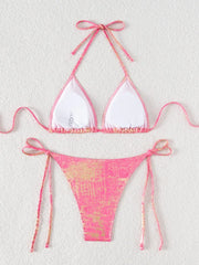 Shiny Glitter Halter Strappy Bikini