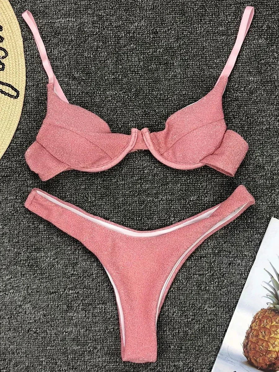 Glitter Sparkling Underwired V-Bar Bikini