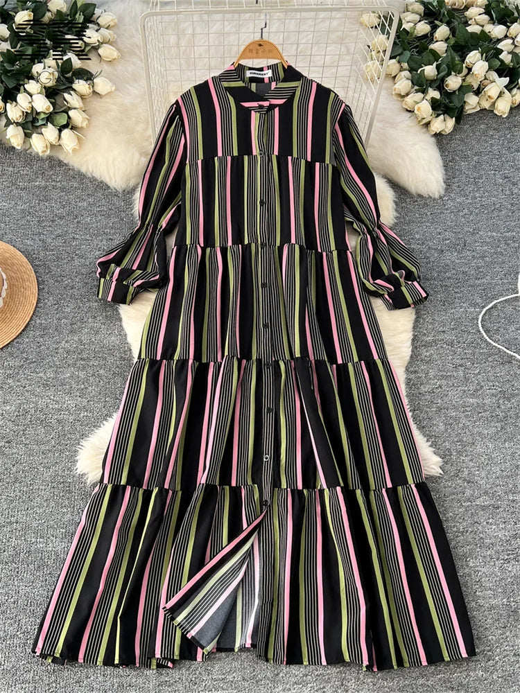 Vacation Striped Loose Dress