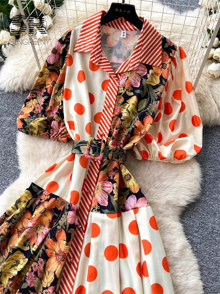 Print Splice Vintage Dress