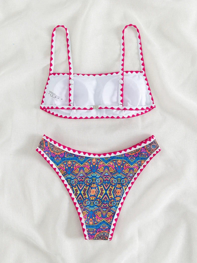 Sexy Tropical Print Bikini Set