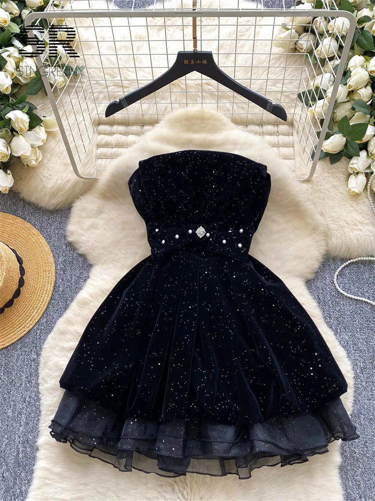 Pearl Bow Design Bud Dress
