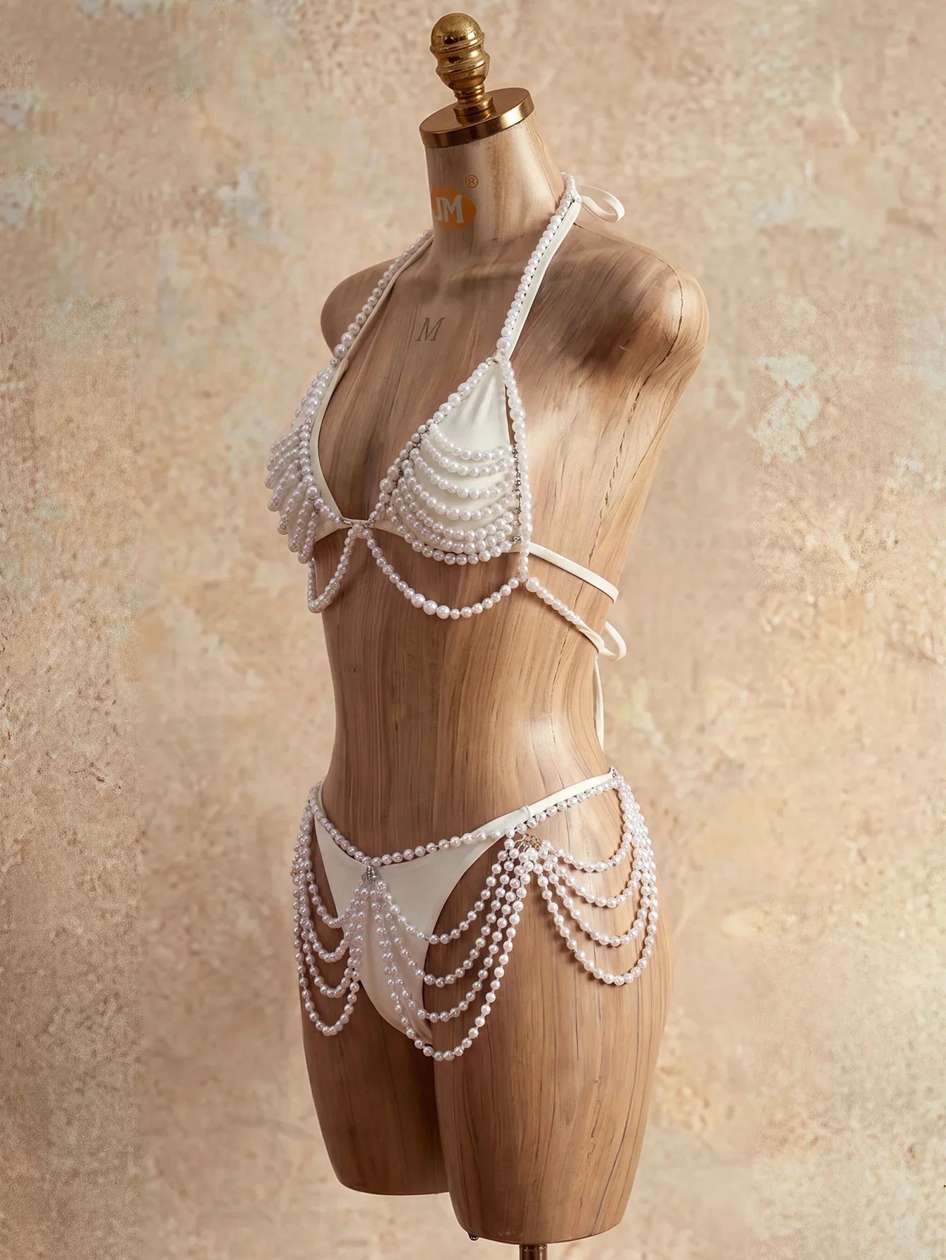Sexy Pearls Cover Up Skirt 4 Piece Bikini Set