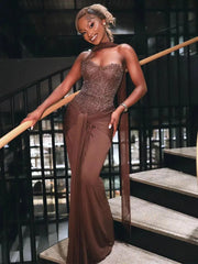 Elegant Strapless Sequin Sleeveless Maxi Dress