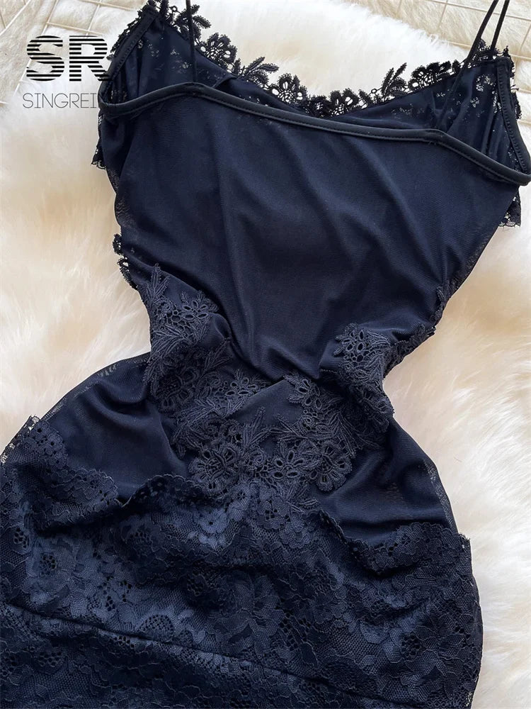 Lace Embroidery Sheer Dress