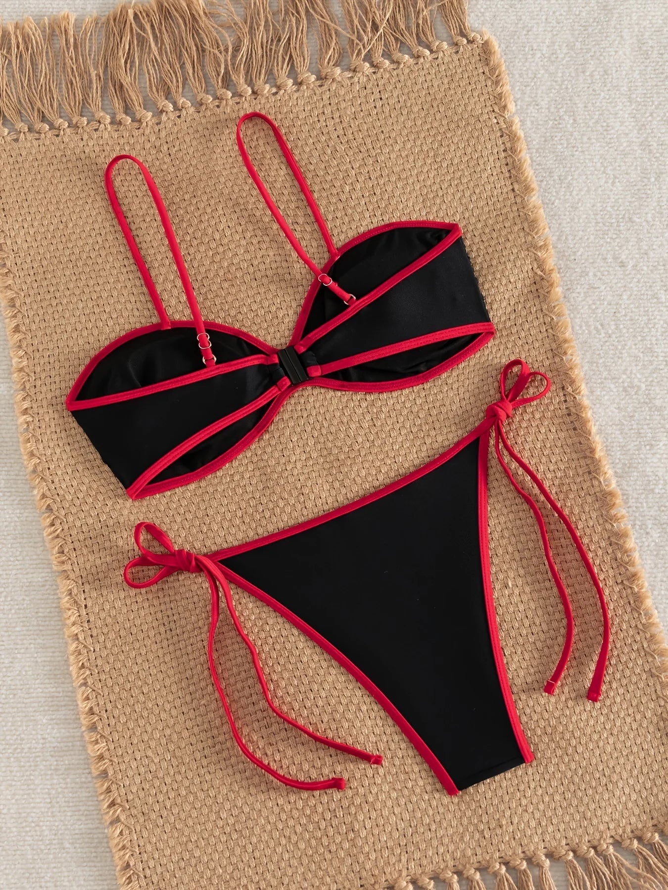 Sexy Black White Patchwork Bikini Set