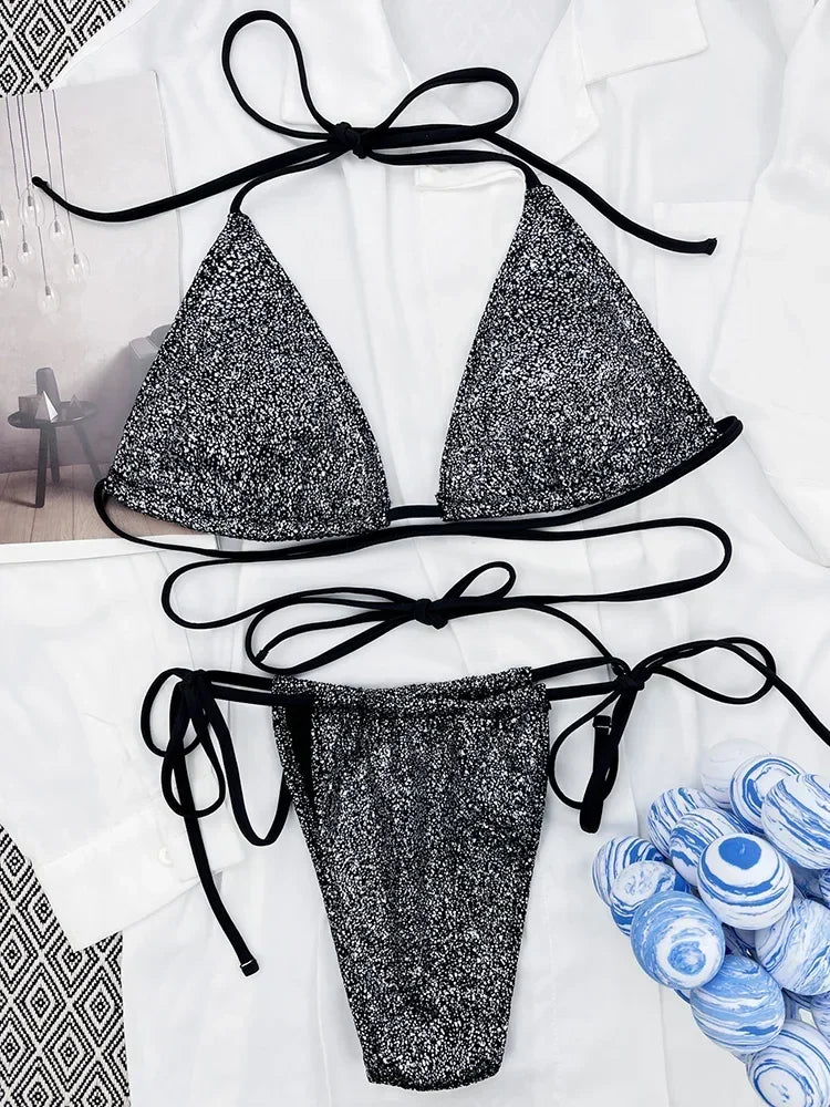 Shiny Sparkling Wrap Around Bikini
