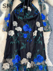 Floral Embroidery Mesh Dress