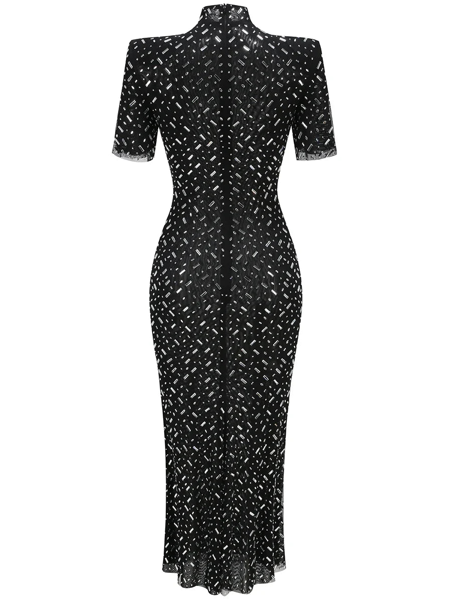 Black Short Sleeve Brithday Party Dress