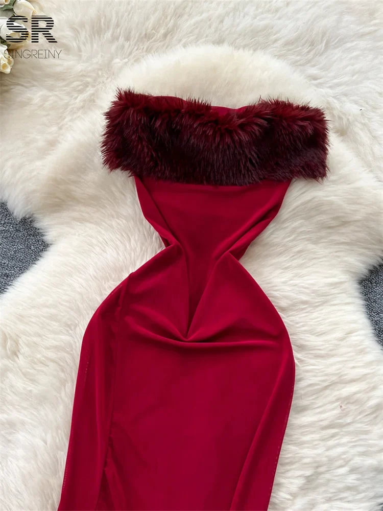Elegant Off Shoulder Red Dress
