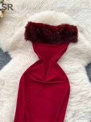 Elegant Off Shoulder Red Dress