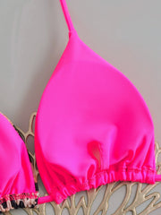 Sexy Hot Pink Leopard Print Patchwork Micro Bikini