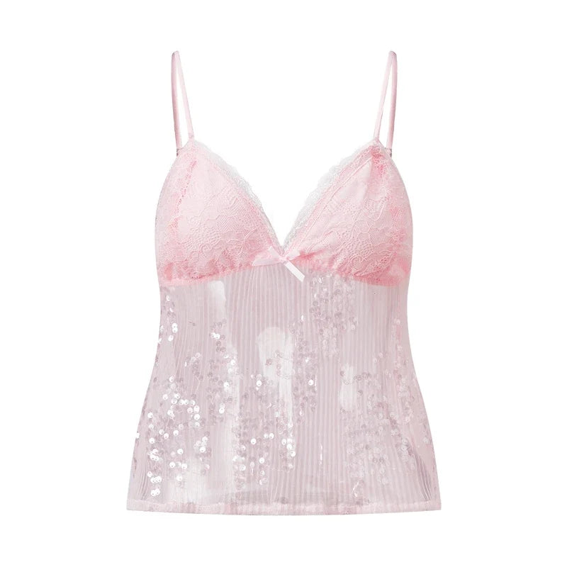 Sheer See Through Backless Tank Top