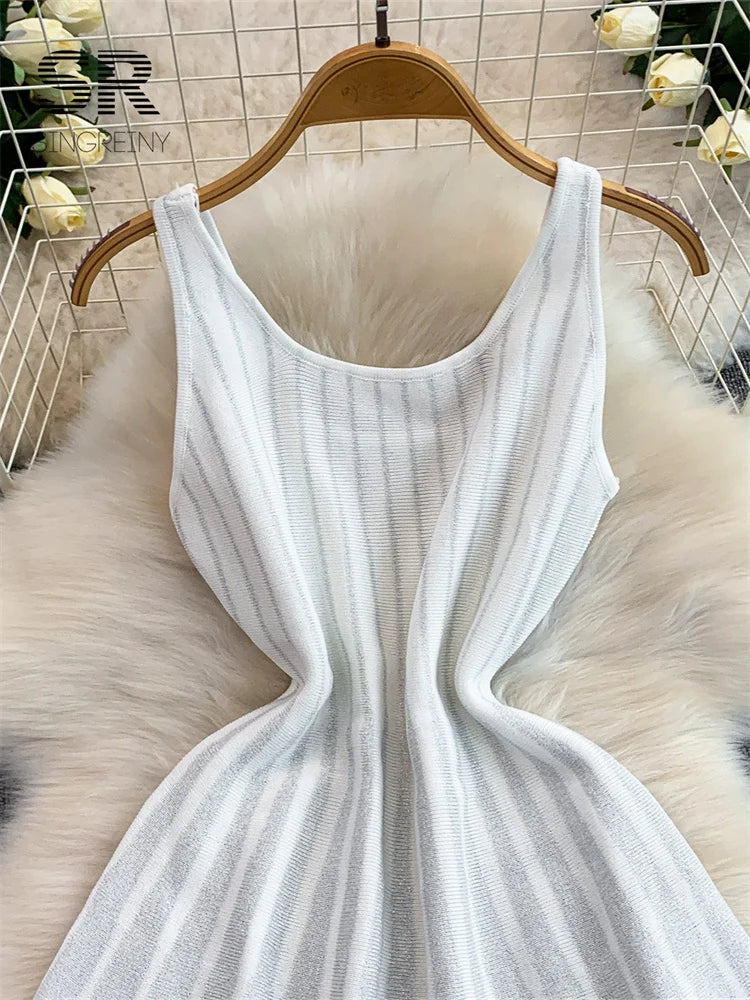 Stripe Knitting OL Dress