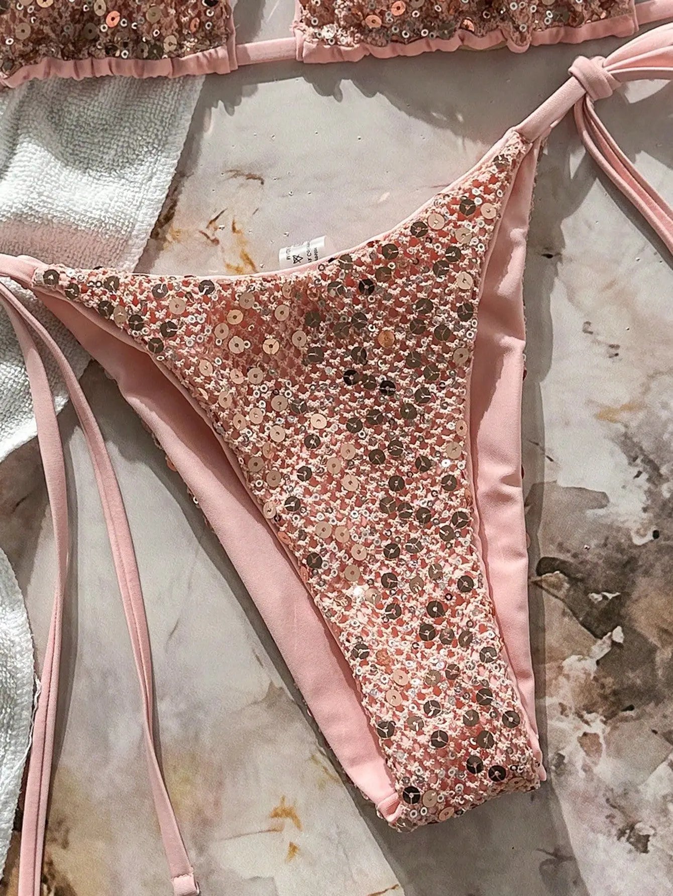 Shiny Sequin Pink Micro Bikini
