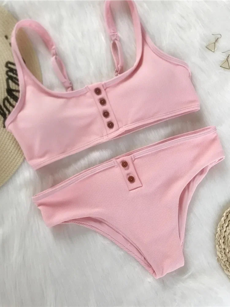 Sexy Sport Button Bikini