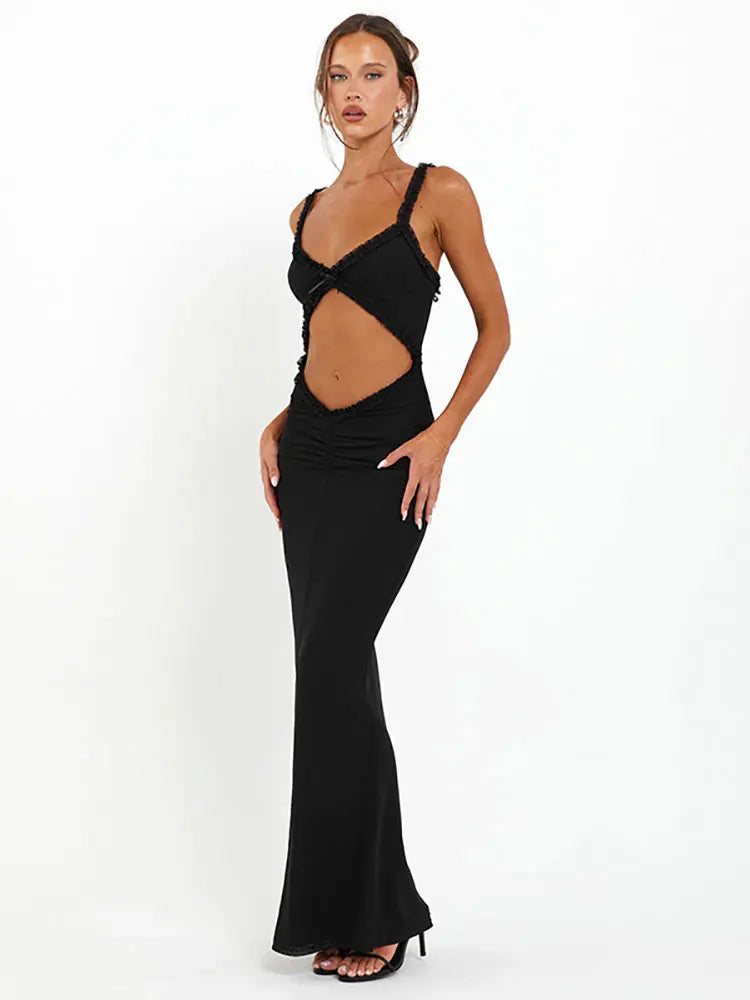 Hollow Out Backless Long Dress