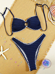 Sexy Navy Patchwork Micro Bikini Set