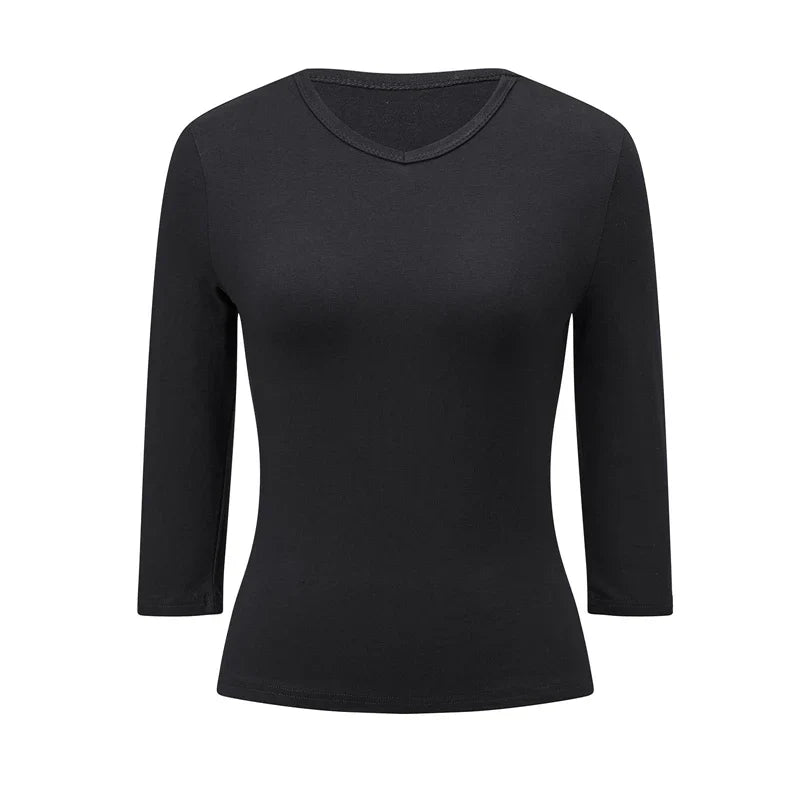 3/4 Sleeve Crew Neck Crop Top