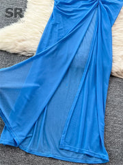 Backless Strap Ruched Maxi Dress
