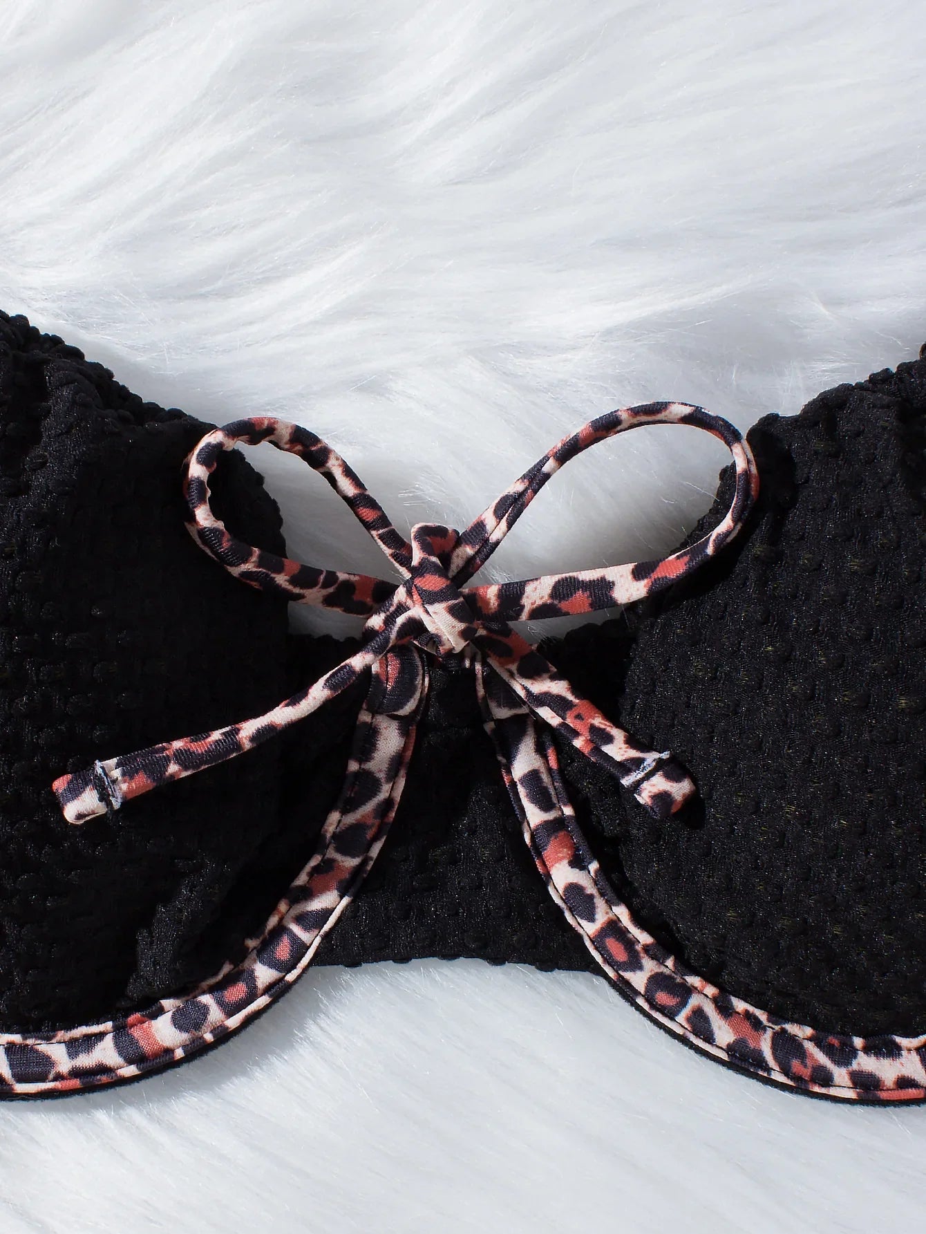 Sexy Black Leopard Print Patchwork Bikini