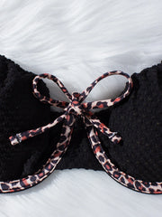 Sexy Black Leopard Print Patchwork Bikini
