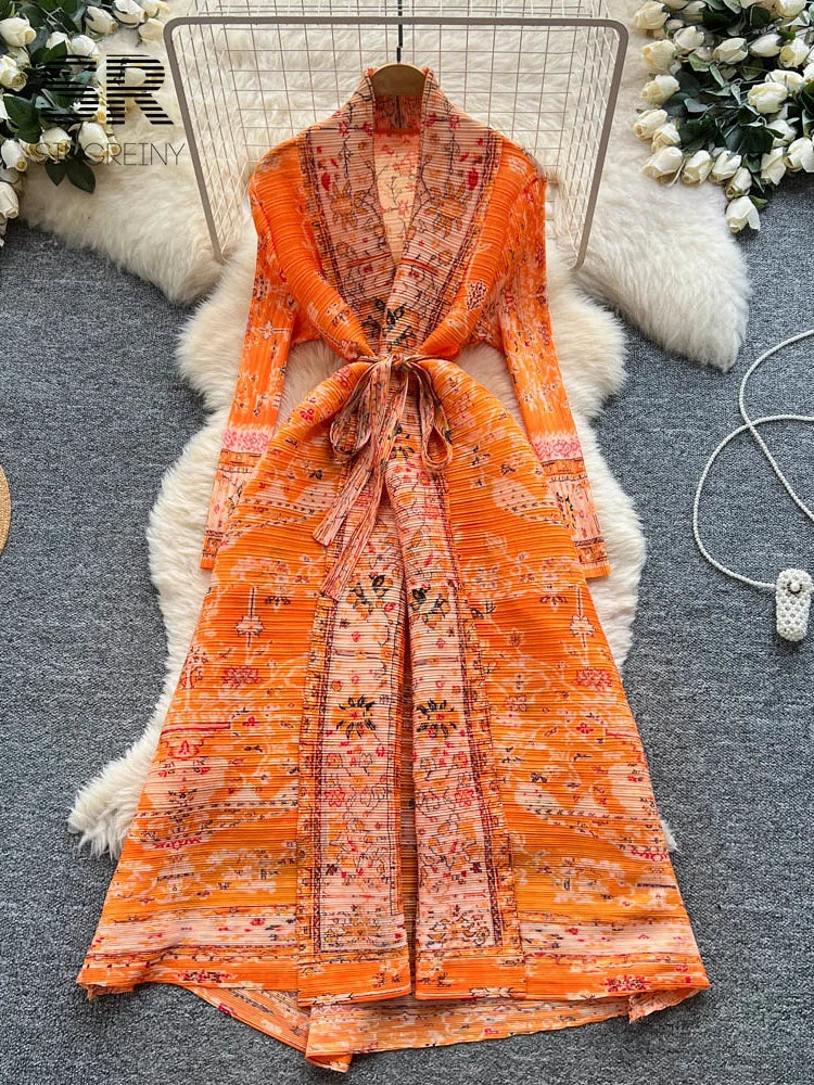 Pleated Art Print Dress